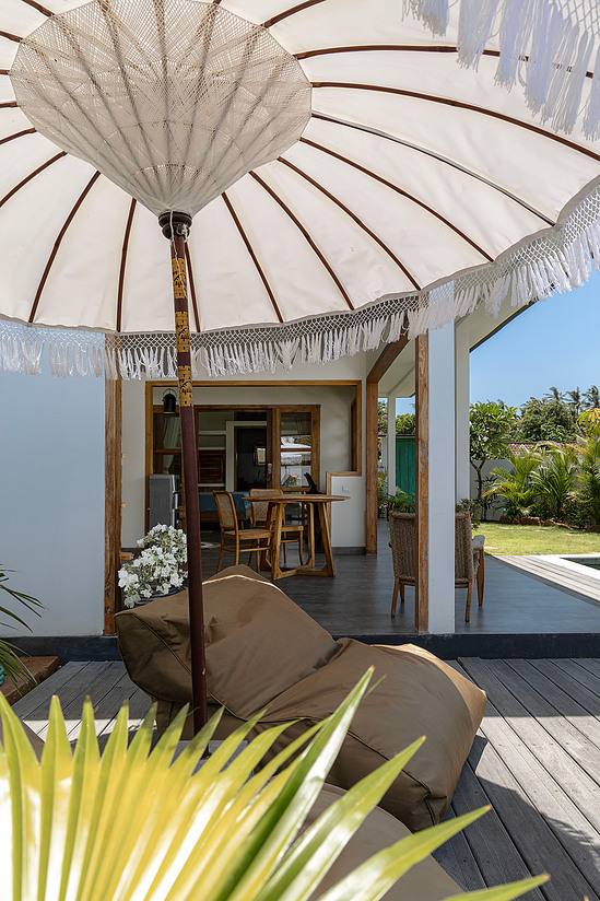 Villa interior, tropical layered textures